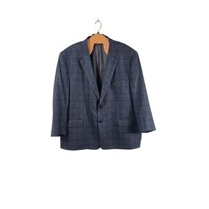 Oak Hill Blazer Mens 3XLT Blue Plaid 100% Wool Premium Sport Coat Jacket